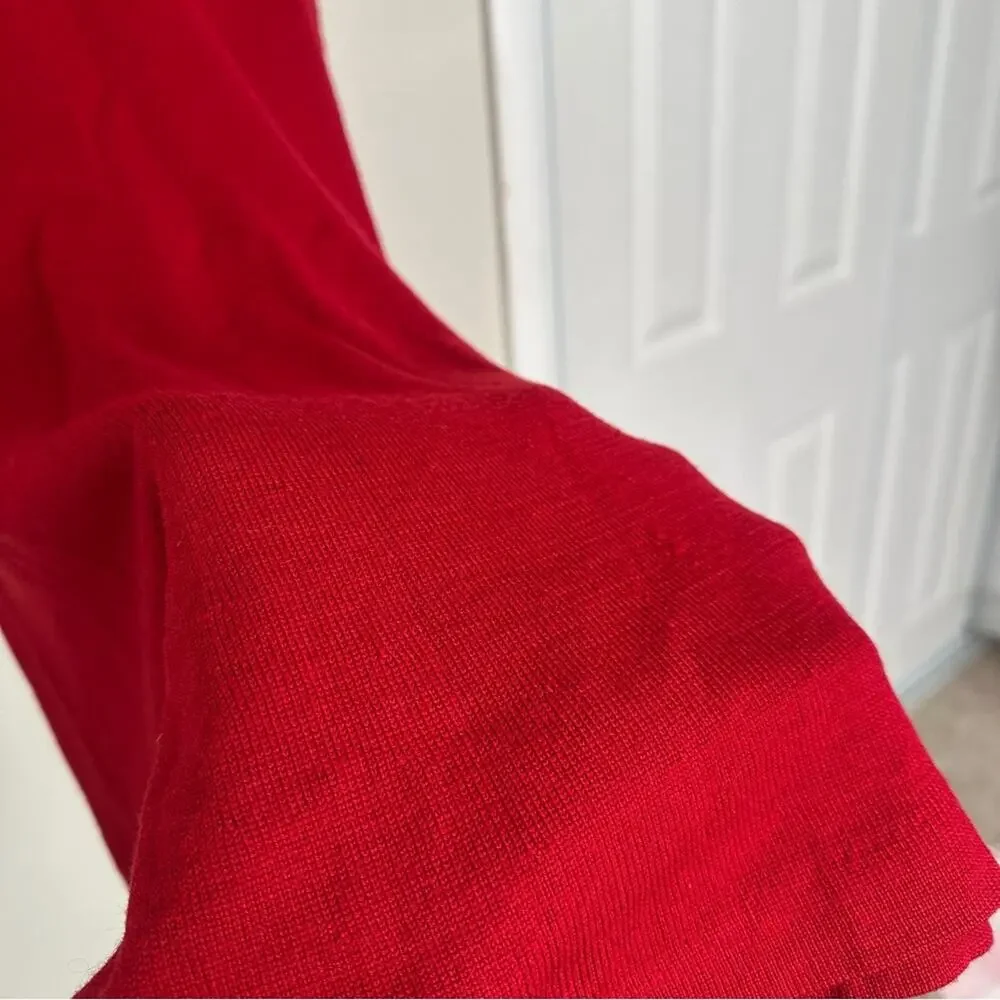 Vintage Ralph Lauren Red Merino Wool Long Sleeve Dress with Gold Logo - Picture 11 of 12